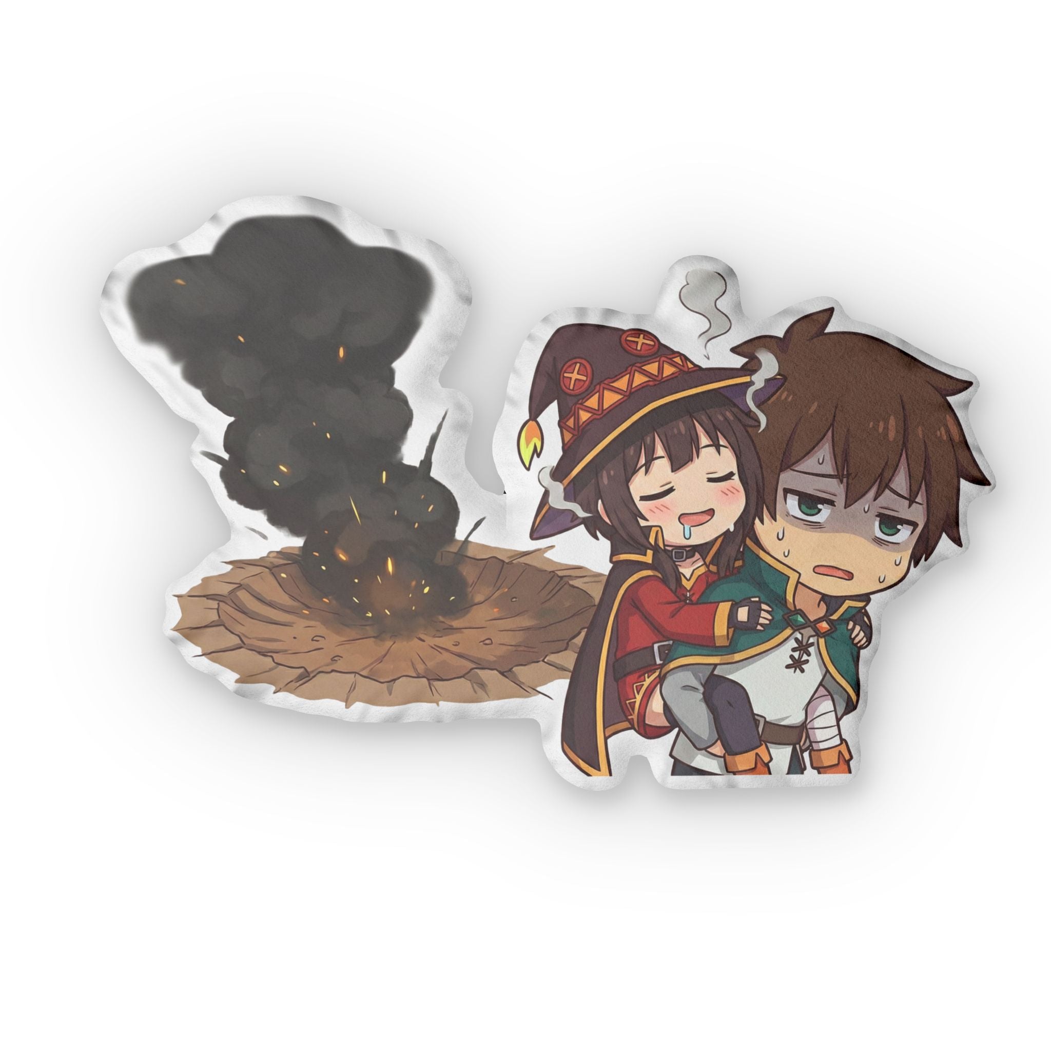 Chibi Kazuma and Megumin Custom Shaped Pillow — Cozy Anime Mage & Hero Plush Decor