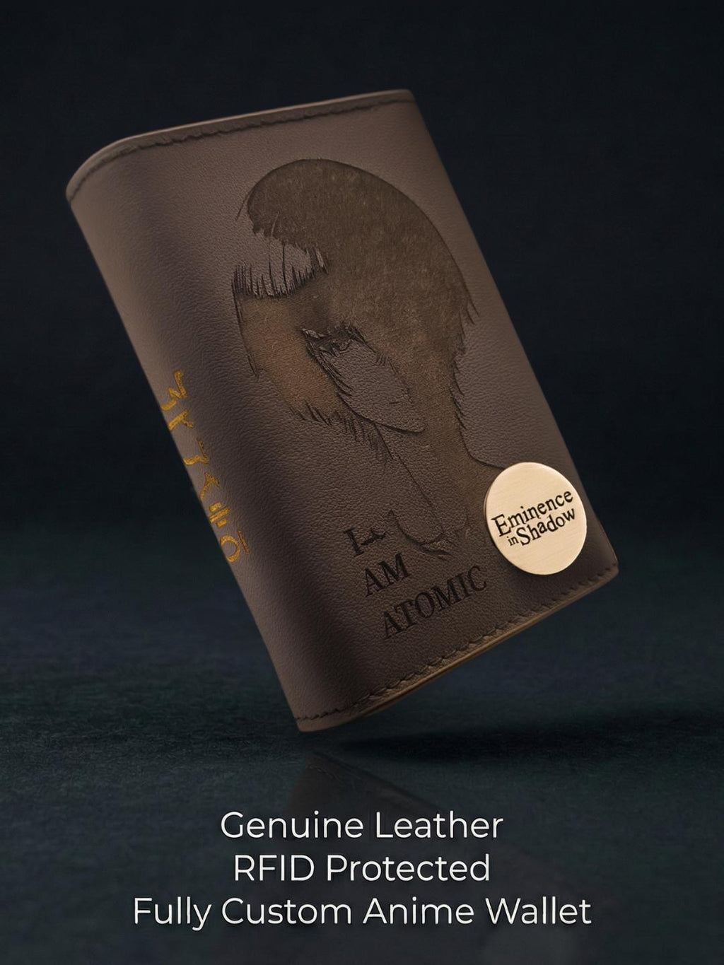 Custom Laser Engraved Leather Wallet - Anime Inspired Personalization - RFID Protected Genuine Leather