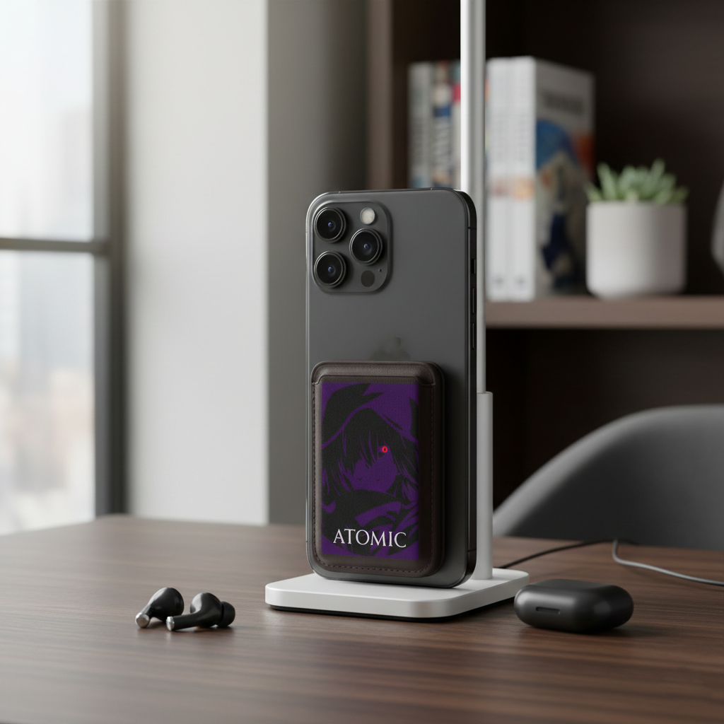 Atomic "Shadow" MagSafe Vegan Leather Wallet - Purple Anime Phone Card Holder